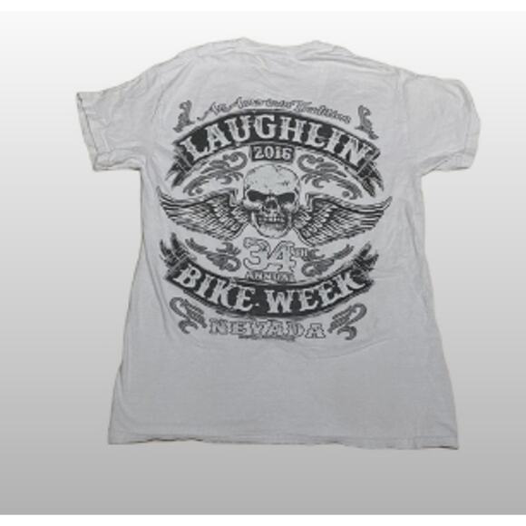 Vintage Motorcycle Rally Tee White Laughlin Bike Week 2016 Men’s L - Picture 4 of 5